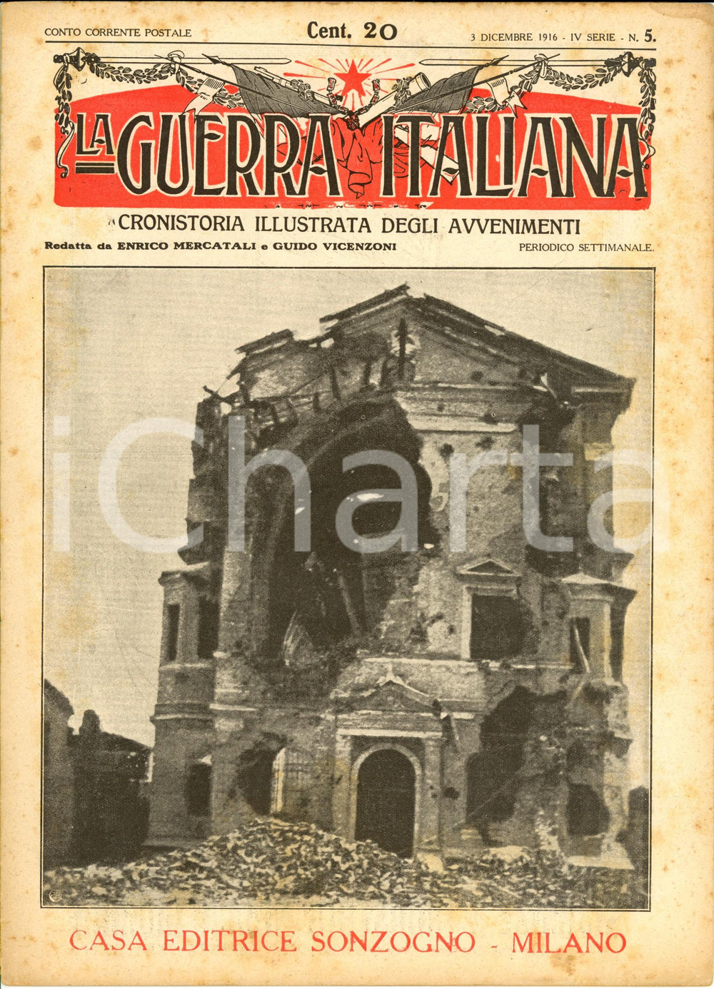 Giornale, rivista storica 1916 WW1 LA GUERRA ITALIANA SONZOGNO Morte di FRANCESCO GIUSEPPE *IV serie n. 5 1