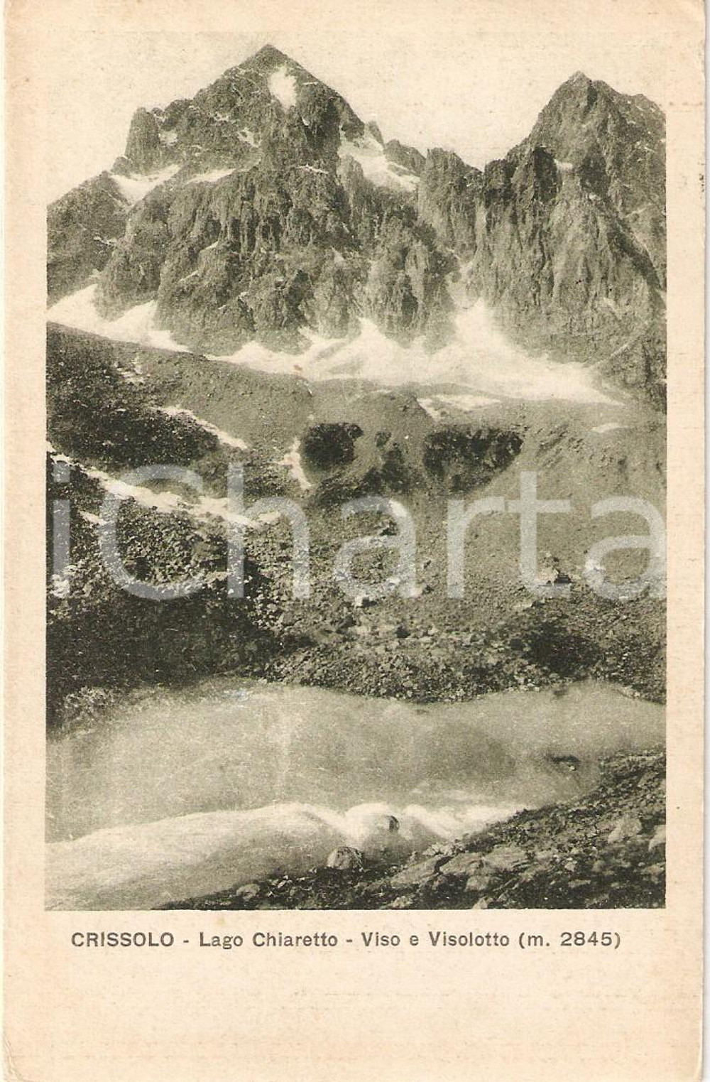 Cartolina originale da collezione 1930 ca CRISSOLO (CN) Lago CHIARETTO Monti Viso e Visolotto *Cartolina FP VG 1