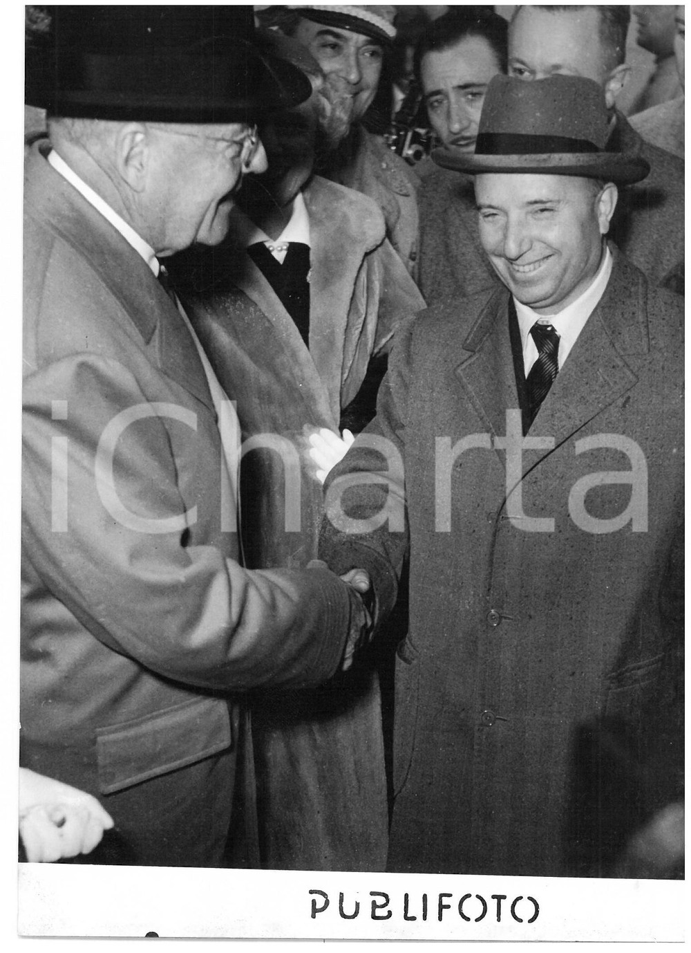 1954 MILANO MALPENSA Mario SCELBA accoglie John Foster DULLES *Foto 13x18 cm