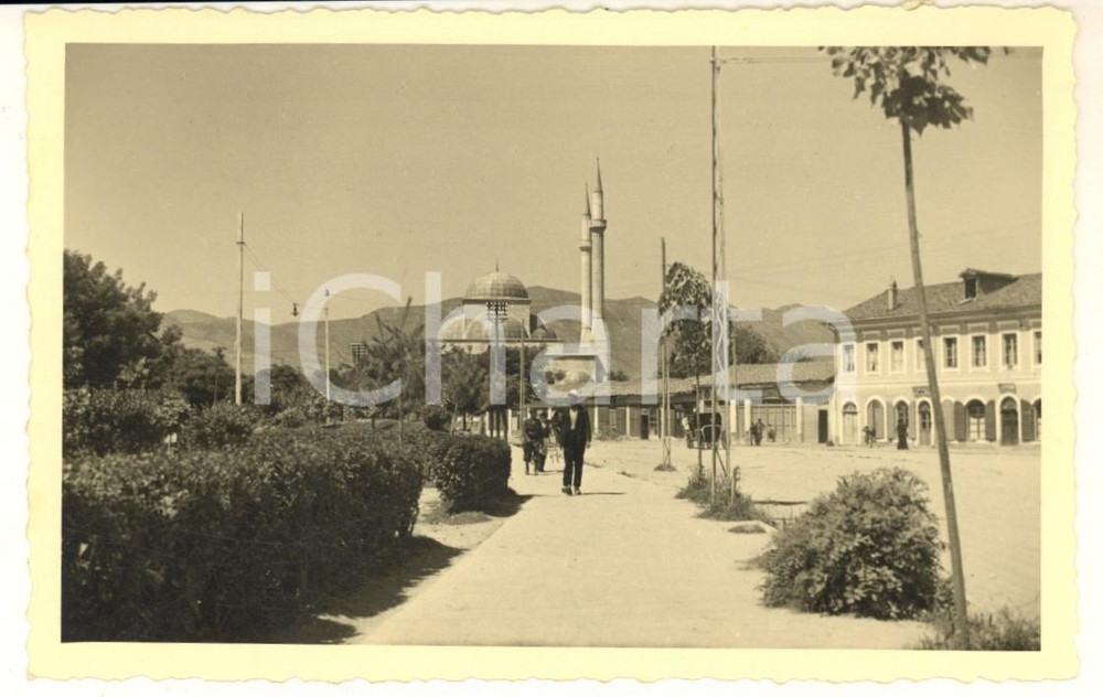 Fotografia d epoca originale 1941 WW2 TIRANA ALBANIA Veduta della moschea principale Foto cartolina 1