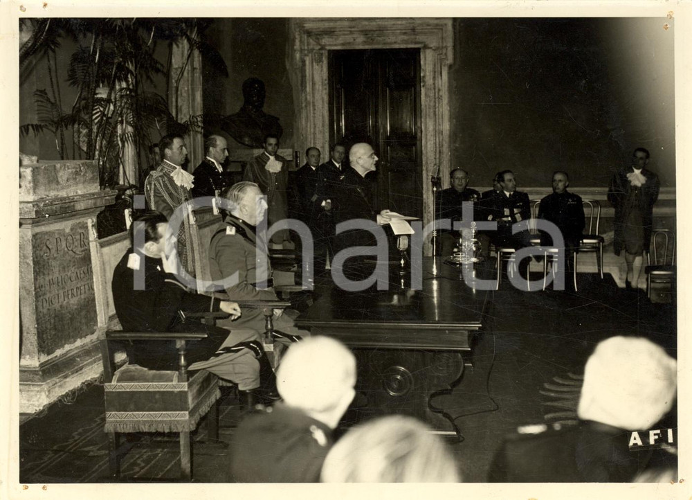 Fotografia d epoca originale 1942 ROMA Giuseppe CARDINALI parla alle cerimonie bimillenario TITO LIVIO Foto 1