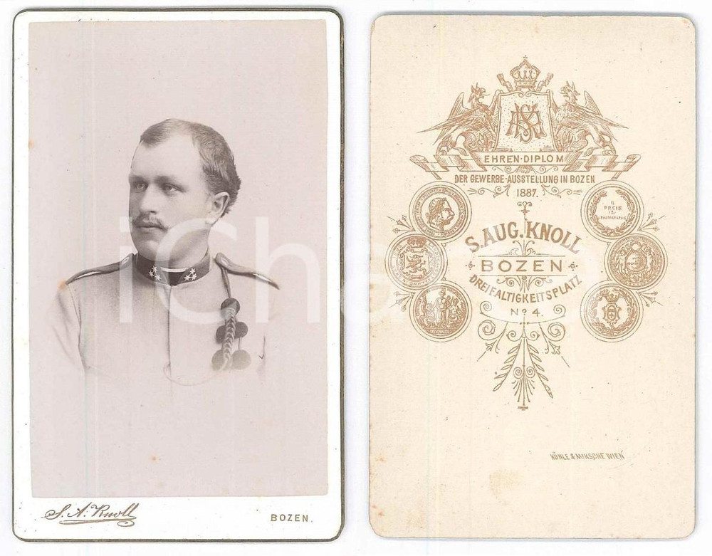 1890 ca BOLZANO /BOZEN Ufficiale asburgico - Foto August KNOLL CDV