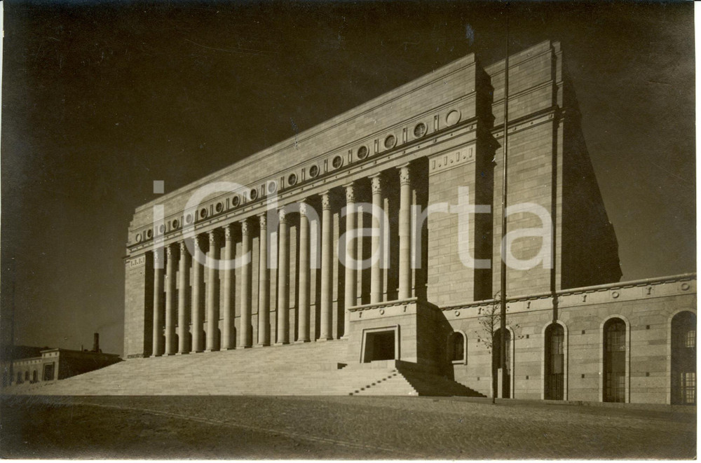 Fotografia d epoca originale 1939 HELSINKI Prospetto Palazzo del Parlamento FINLANDESE Fotografia 1