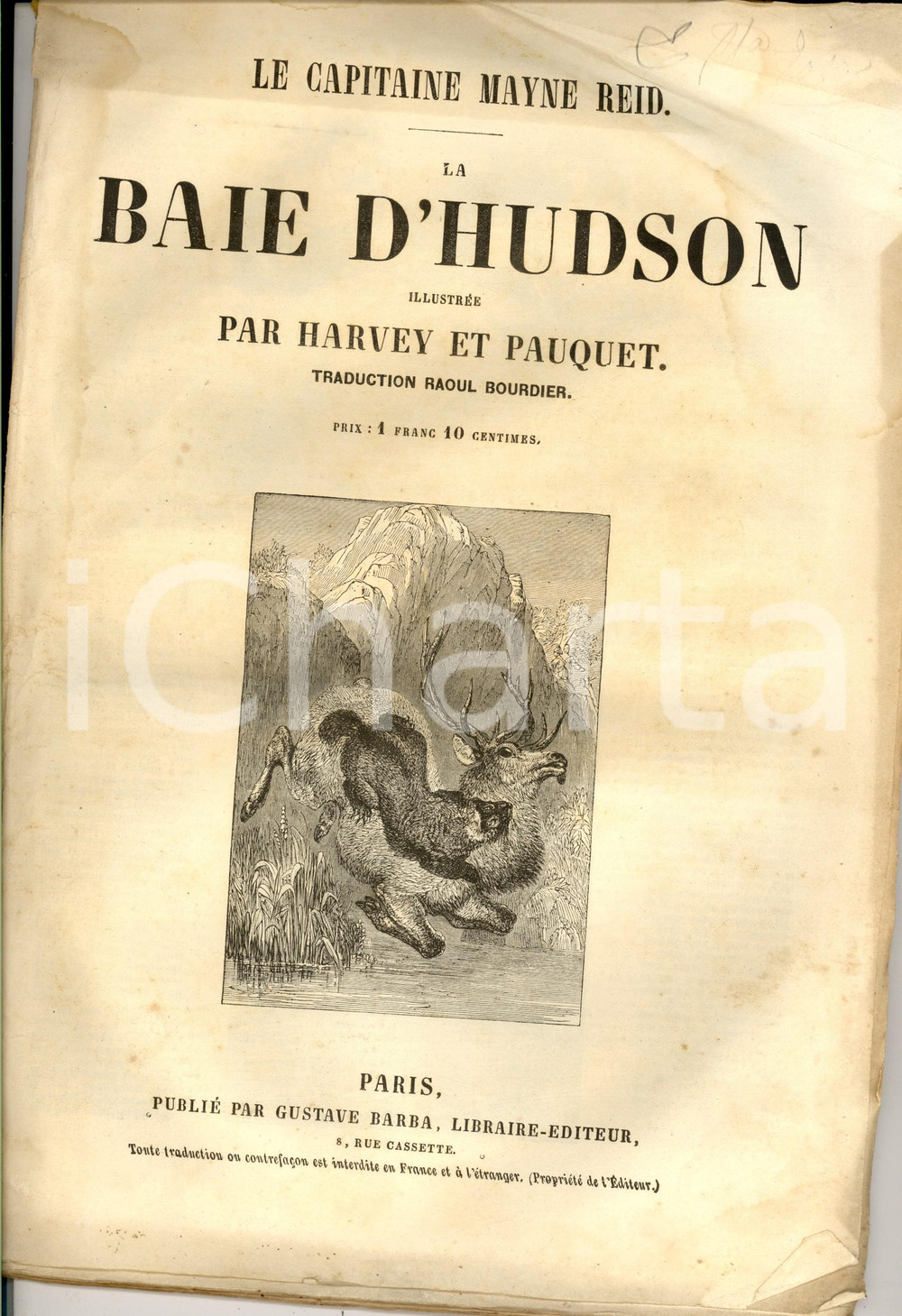 Libro, pubblicazione d epoca 1880 ca PARIS Capitaine MAYNE REID La baie d Hudson Ed. Gustave BARBA 1