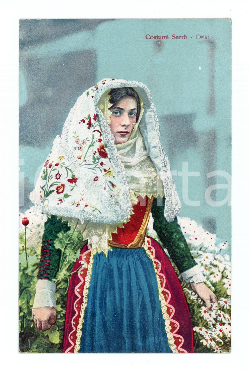 Cartolina originale da collezione 1925 Costumi sardi OSILO fp nv 1