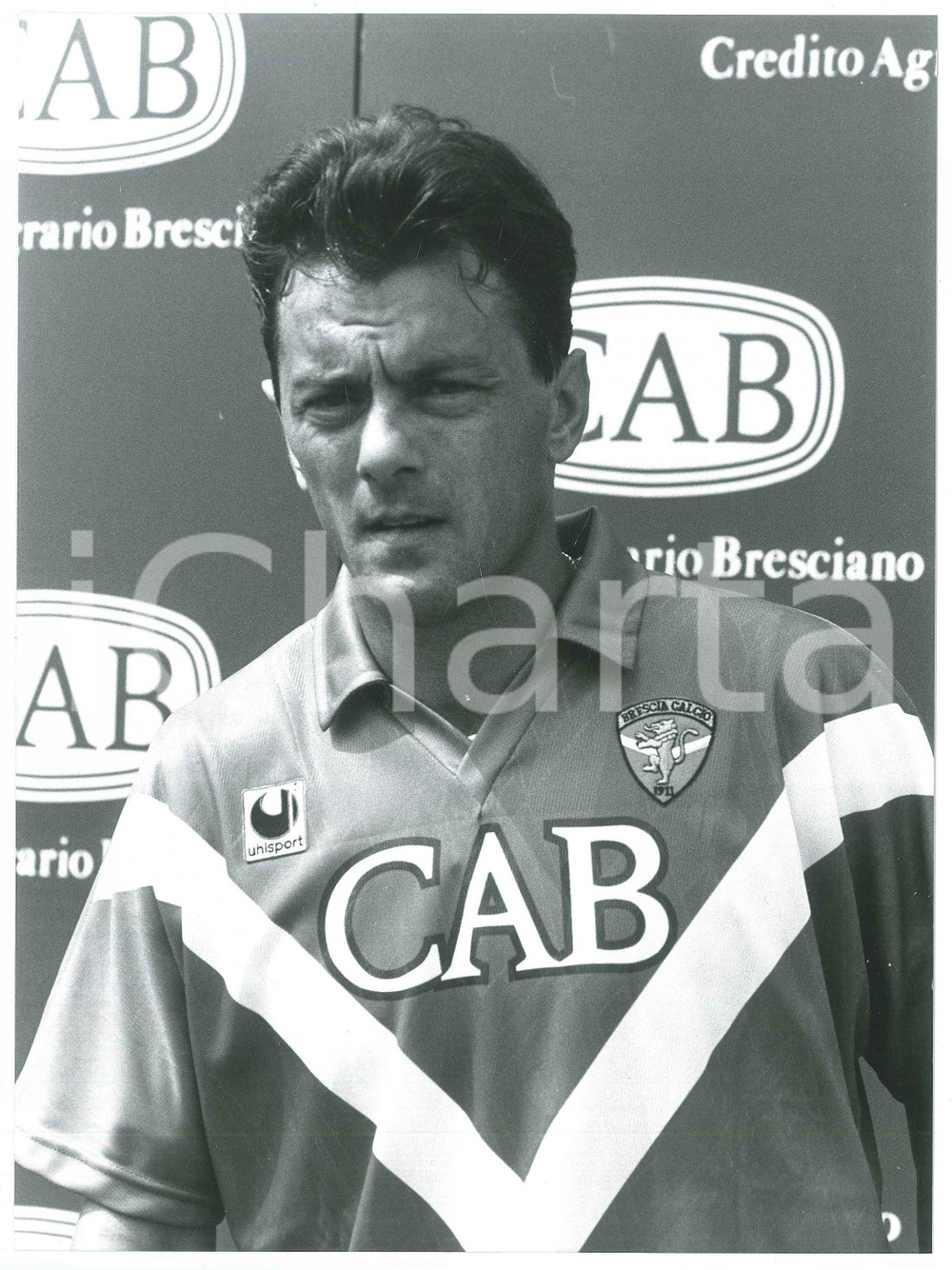 Fotografia d epoca originale 1992 BRESCIA CALCIO Sergio DOMINI Ritratto del calciatore  Foto 18x23 cm 1