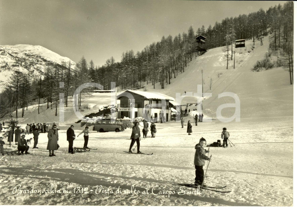 Cartolina originale da collezione 1956 BARDONECCHIA (TO) Pista di salto al Campo Smith *Cartolina postale FG VG 1