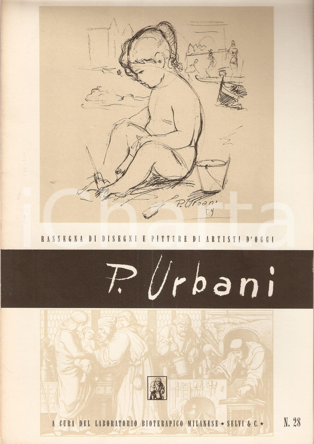Materiale pubblicitario d’epoca 1961 MILANO Laboratorio bioterapico SELVI  Pittore Piero URBANI 3 stampe 1