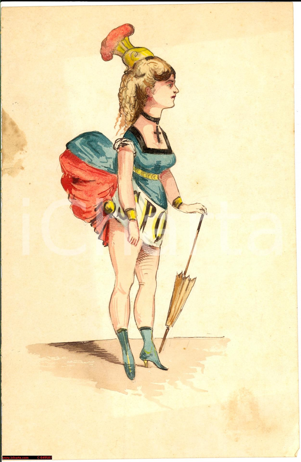 Stampa, bozzetto originale 1910 ca SPQR Allegoria di ROMA gambe al vento RARO 1