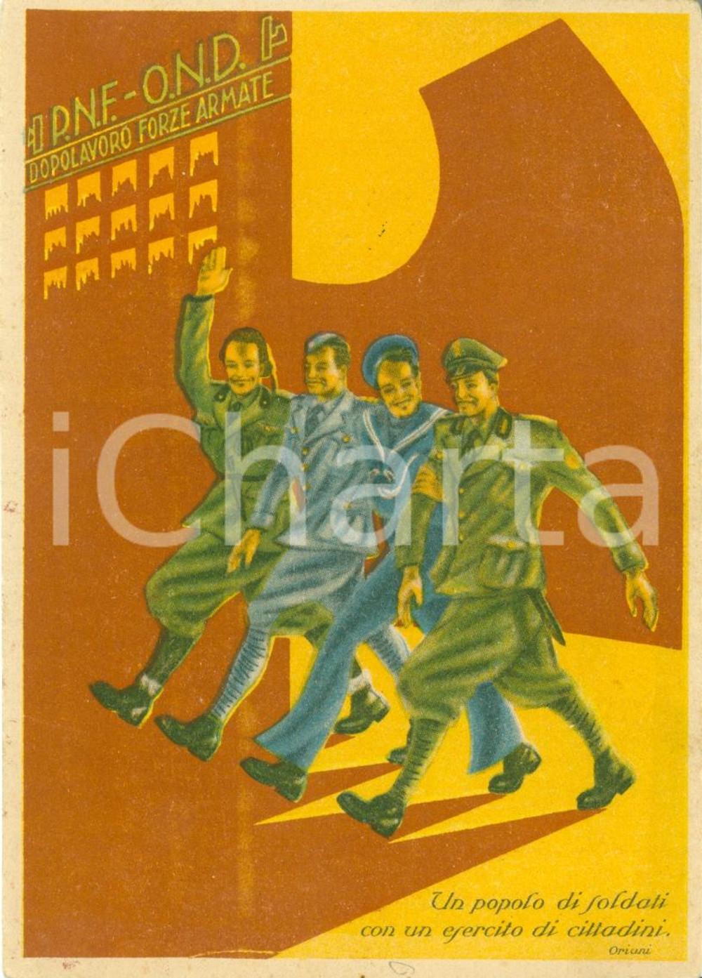 Cartolina originale da collezione 1941 PROPAGANDA BELLICA WW2 Dopolavoro Forze Armate ILLUSTRATA FG VG 1
