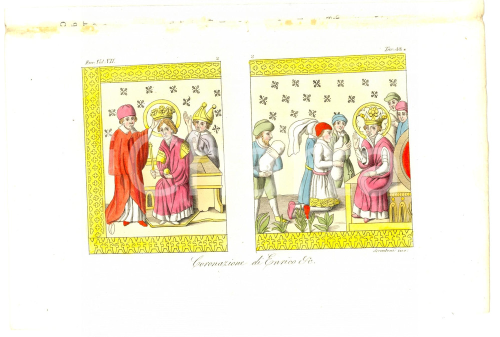 Stampa, bozzetto originale 1830 Coronazione di Enrico Re Inc. Antonio SERANTONI 1