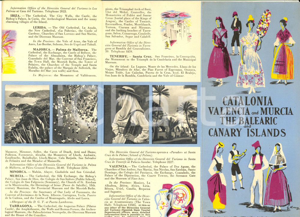 Materiale pubblicitario d’epoca 1950 ca CATALONIA  VALENCIA  MURCIA  Balearic and Canary Islands  Brochure 1