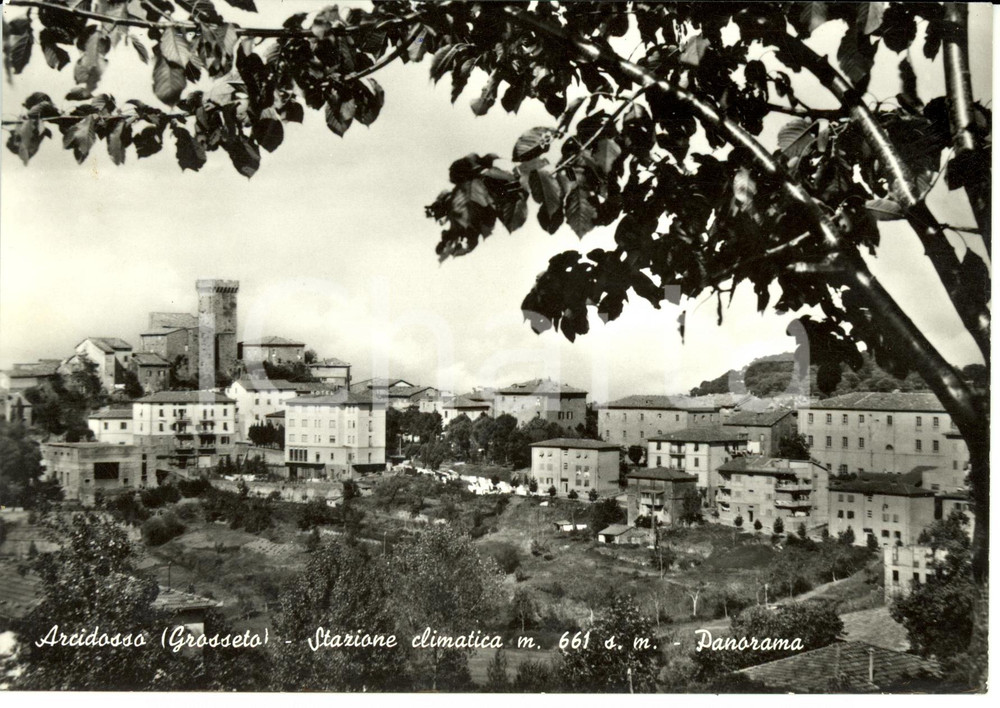 Cartolina originale da collezione 1963 ARCIDOSSO GR Panorama con Castello ALDOBRANDESCO Cartolina FG VG 1