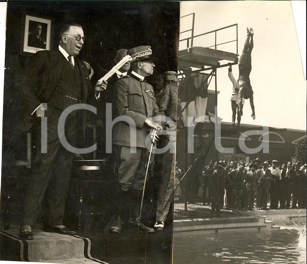 Fotografia d'epoca originale 1930 ca MILANO Giuseppe DE CAPITANI piscina via PONZIO 1