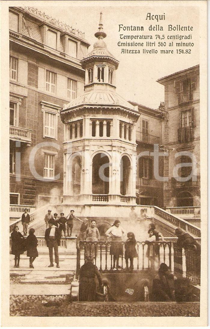 Cartolina originale da collezione 1930 ca ACQUI TERME (AL) FONTANA DELLA BOLLENTE Animata FP NV 1