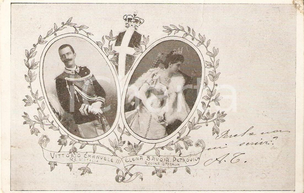 Cartolina originale da collezione 1901 SAVOIA Vittorio Emanuele II e Elena Savoia Petrovich Cartolina FP VG 1