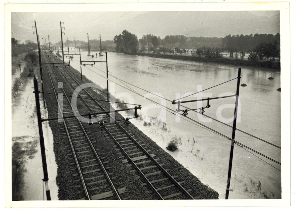 1957 ALLUVIONE SANT'AMBROGIO DI TORINO Linea ferrovia TORINO-MODANE allagata 