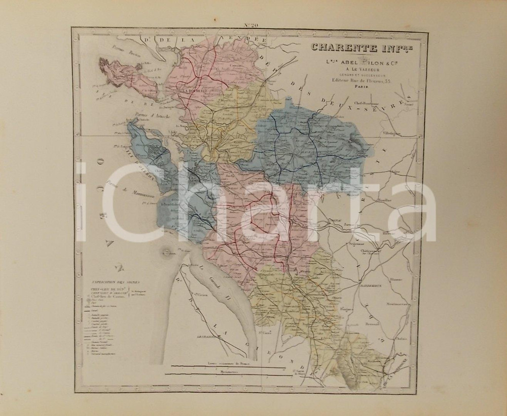 1870 ca Grand Atlas Départemental de la France - Charente Inférieure *Ed. PILON