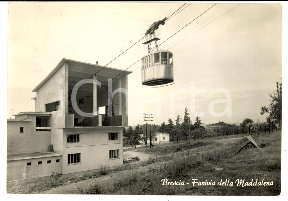 Cartolina originale da collezione 1957 BRESCIA Veduta panoramica con Funivia della MADDALENA Cartolina FG VG 1