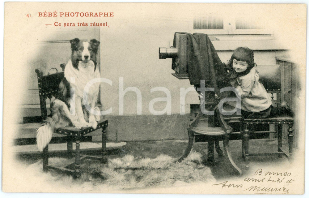 1903 FRANCE ENFANTS Bébé photographe - Ce sera très réussi *Carte postale n° 4  Cartolina postale d'epoca, viaggiata.CONDIZIONI: GFORMATO: FP    originale e autentica 1
