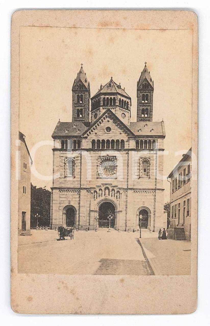 Fotografia d epoca originale 1871 SPEYER / SPIRA D Veduta del Duomo  Foto ANIMATA carrozza CDV 1