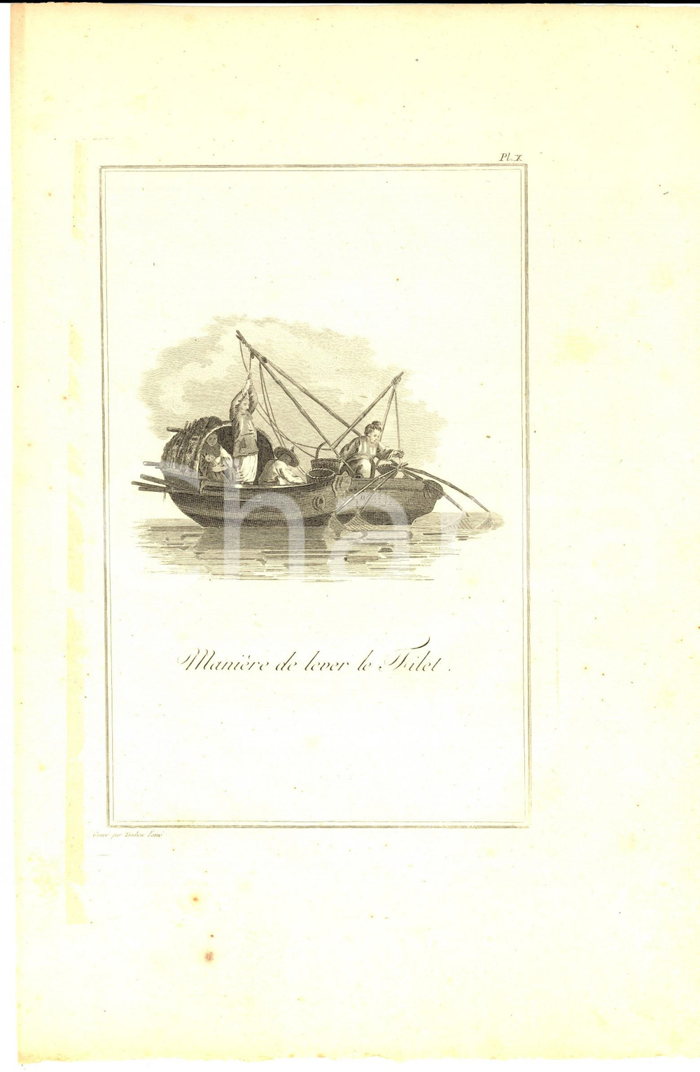 Stampa, bozzetto originale 1800 ca VOYAGE DANS L INTERIEUR DE LA CHINE ManiÃ¨re de lever le filet Gravure 1