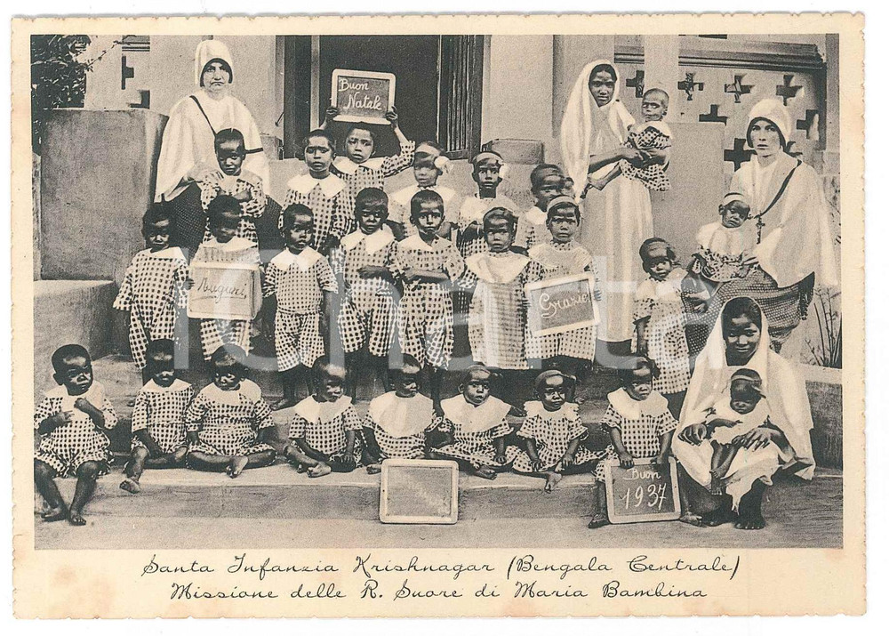 1937 KRISHNAGAR (INDIA) Missione R. Suore di Maria Bambina *Cartolina Cartolina pubblicitaria d'epoca. GOOD/buono  Formato: 15x10 cm originale e autentica 1