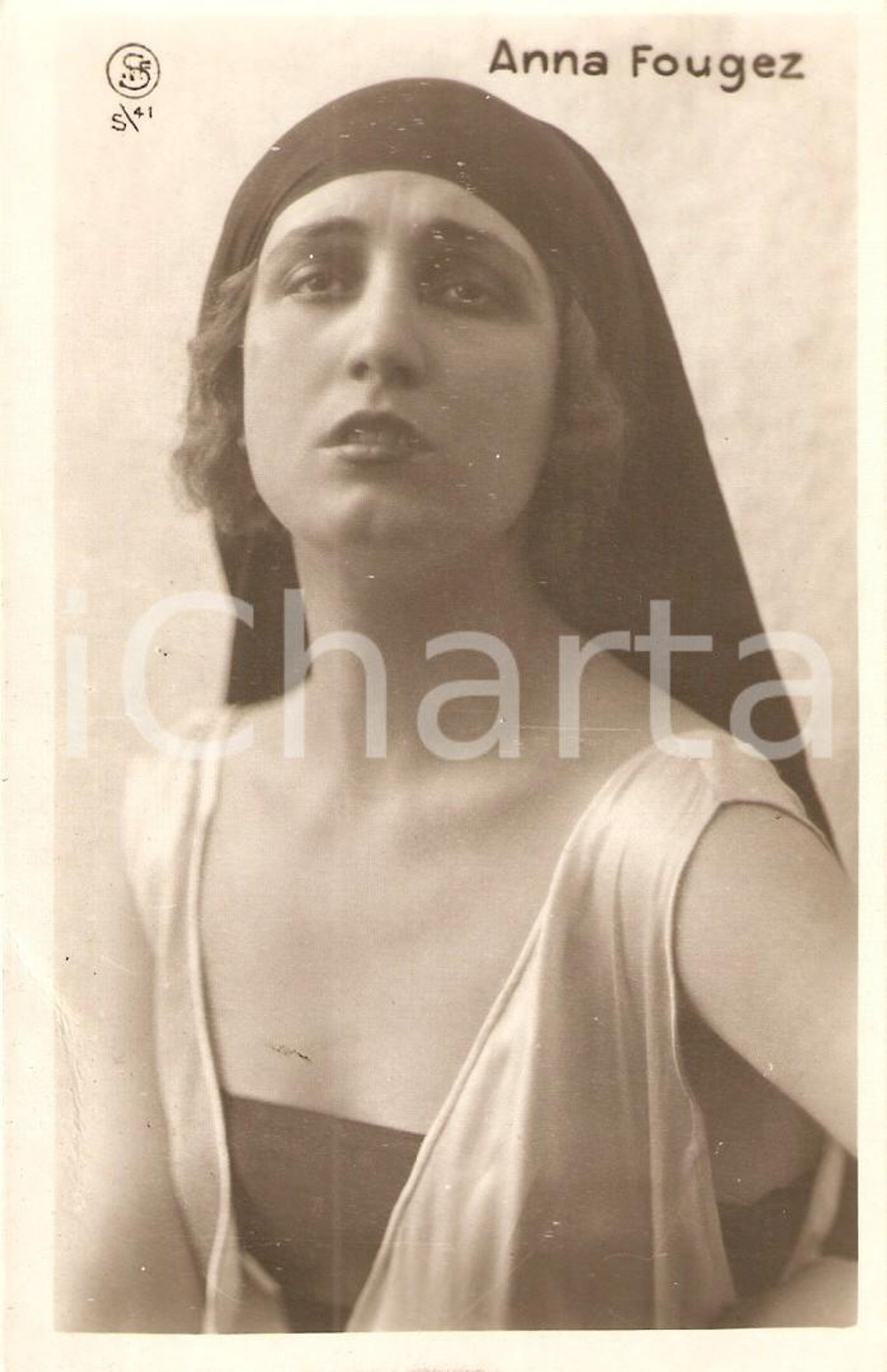 Cartolina originale da collezione 1925 ca CINEMA Actress Anna FOUGEZ Portrait *Cartolina FP NV 1
