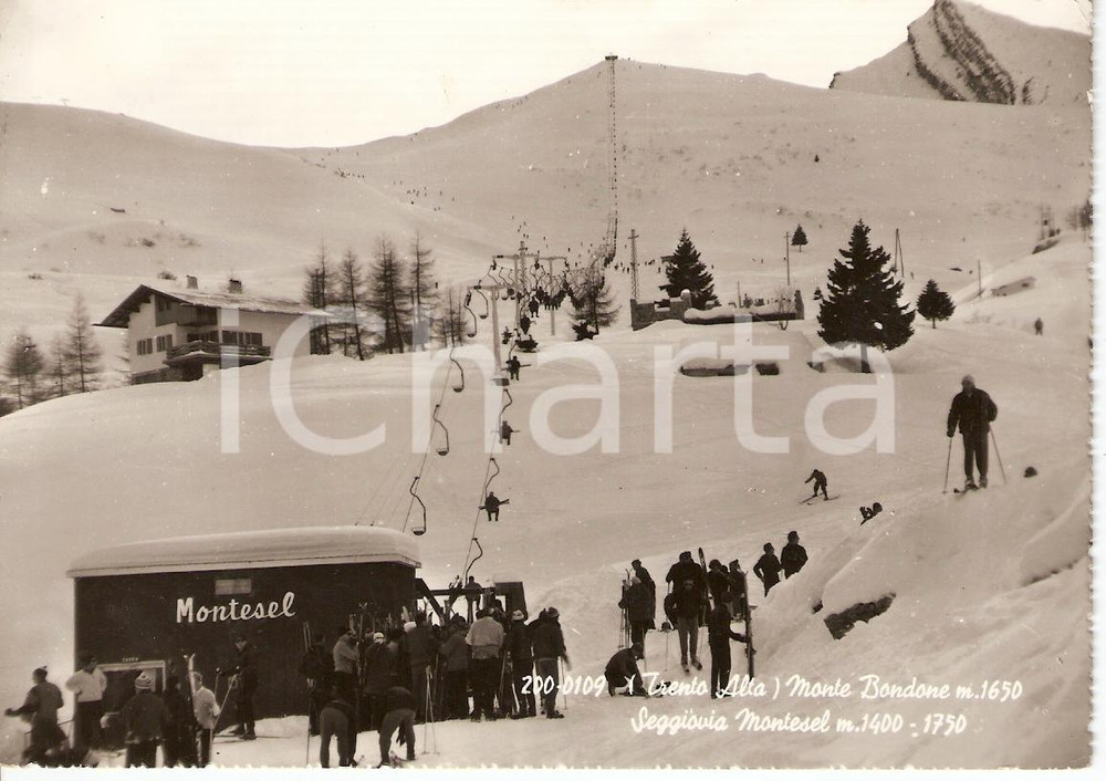 Cartolina originale da collezione 1965 MONTE BONDONE TN Seggiovia Montesel Cartolina postale FG VG 1