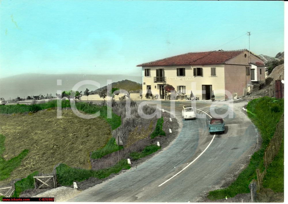 Cartolina originale da collezione 1966 PASSO DEL GIOGO con auto in transito FG VG 1