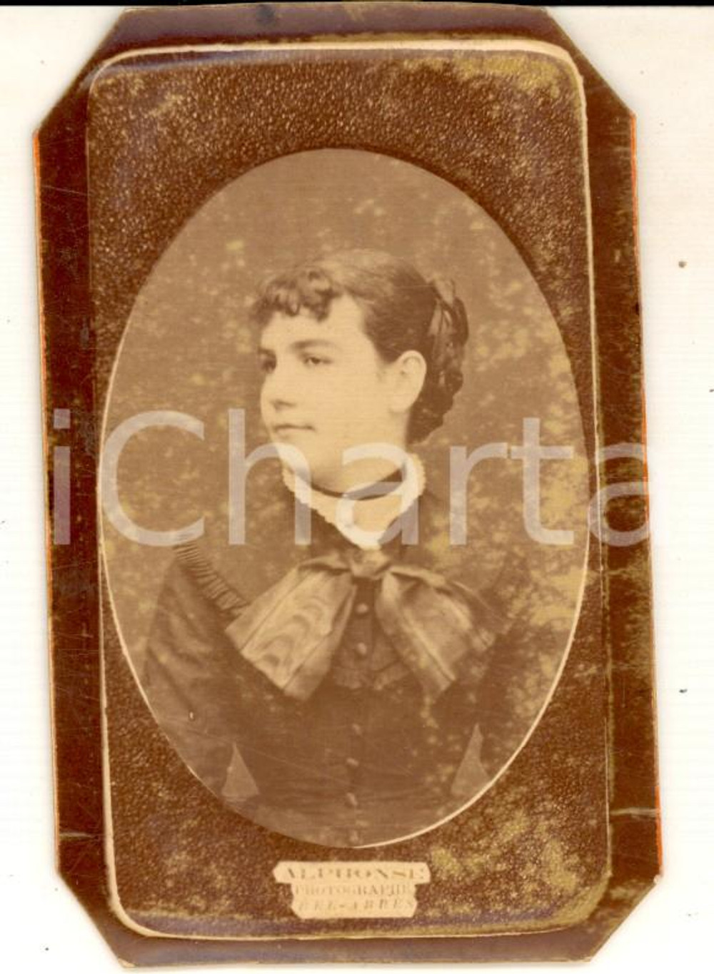 Fotografia d epoca originale 1890 ca BEL ABBES AlgÃ©rie Portrait d une jeune fille  Photo ALPHONSE CDV 1