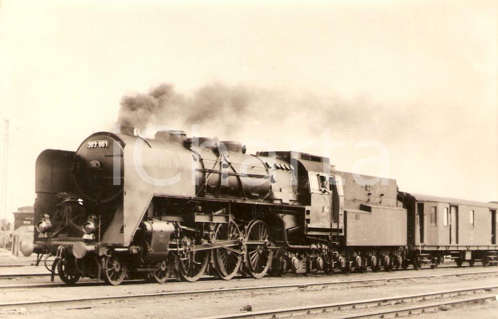 Cartolina originale da collezione 1970 ca PUSPOKLADANY UNGHERIA Locomotiva MAV 303.001 lw GRIEBL Foto seriale 1