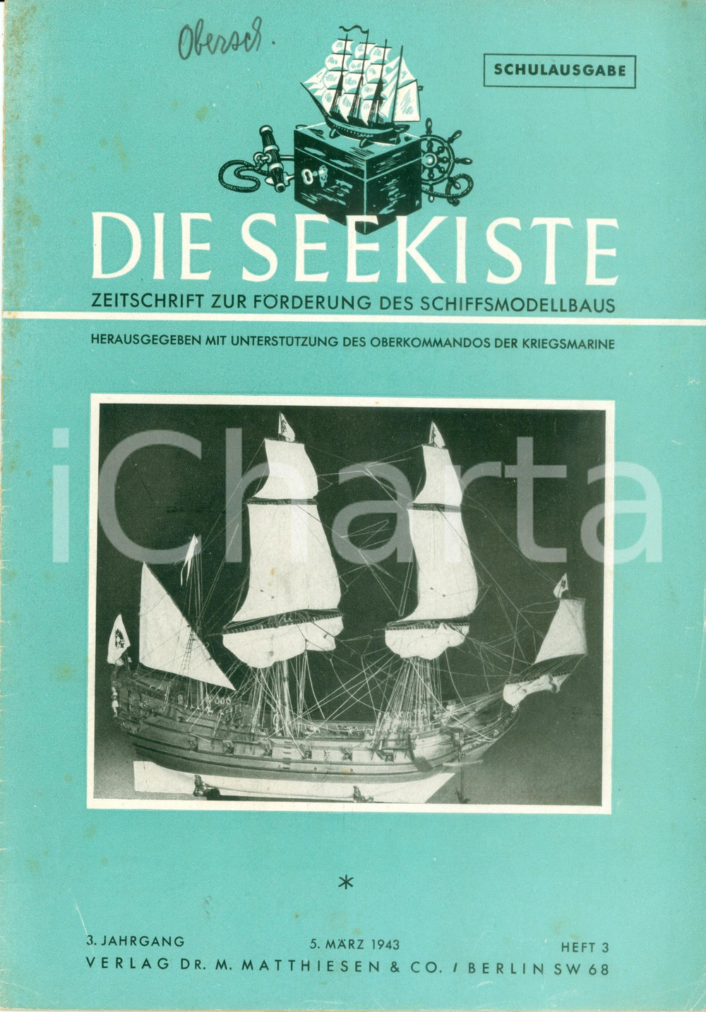 Giornale, rivista storica 1943 DIE SEEKISTE Rivista modellismo nautico La fregata BERLIN ILLUSTRATO 1