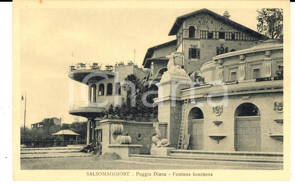 Cartolina originale da collezione 1930 ca SALSOMAGGIORE PR Poggio Diana  Fontana Luminosa Cartolina postale FP 1