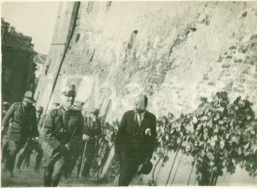Fotografia d epoca originale 1936 VOLTURARA IRPINA Benito MUSSOLINI Vittorio Emanuele III visitano la città 1