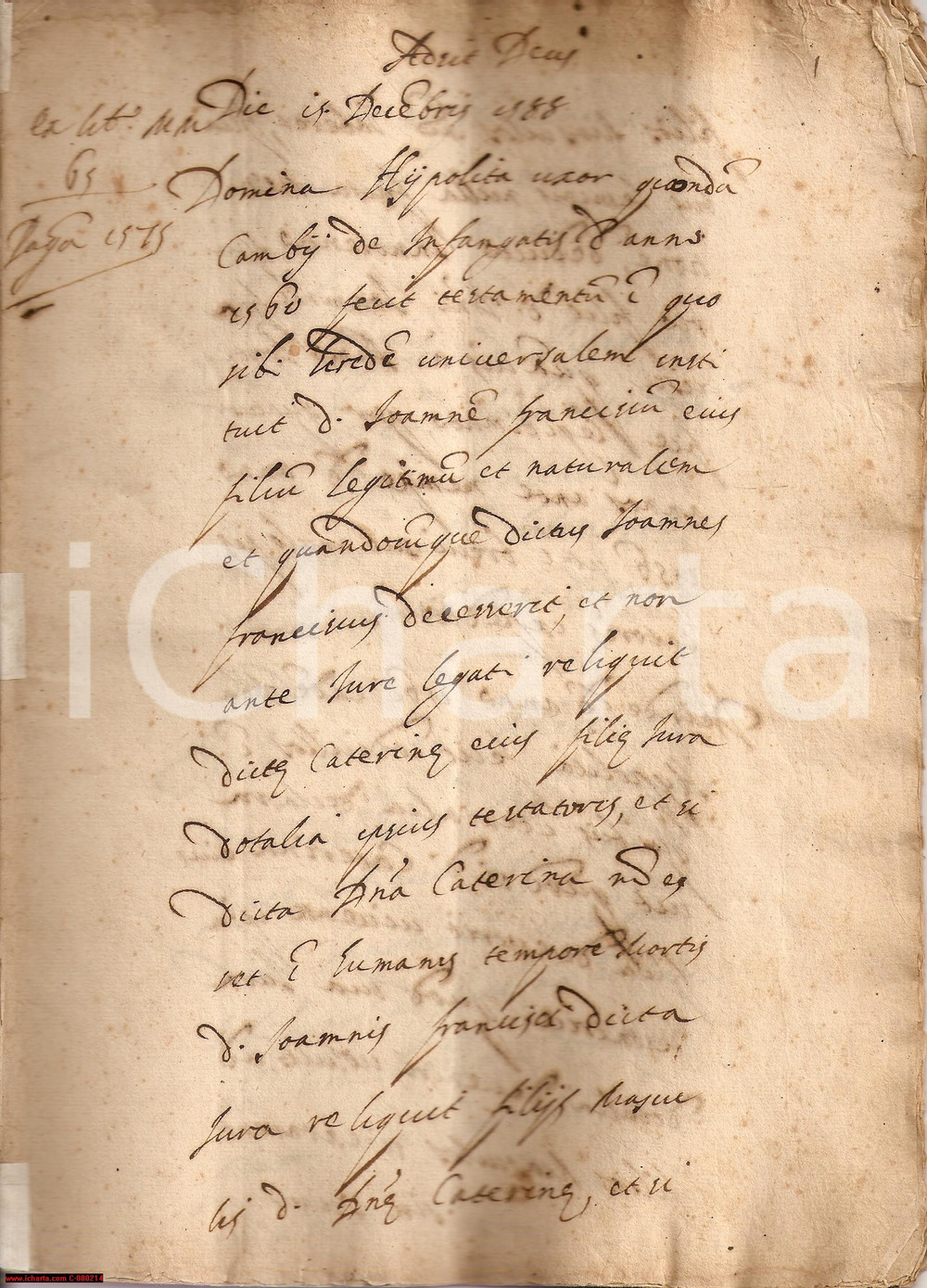 Documento originale, autentico 1588 FIRENZE Lite per l eredità di donna Ippolita INFANGATI Manoscritto 34 pp. 1