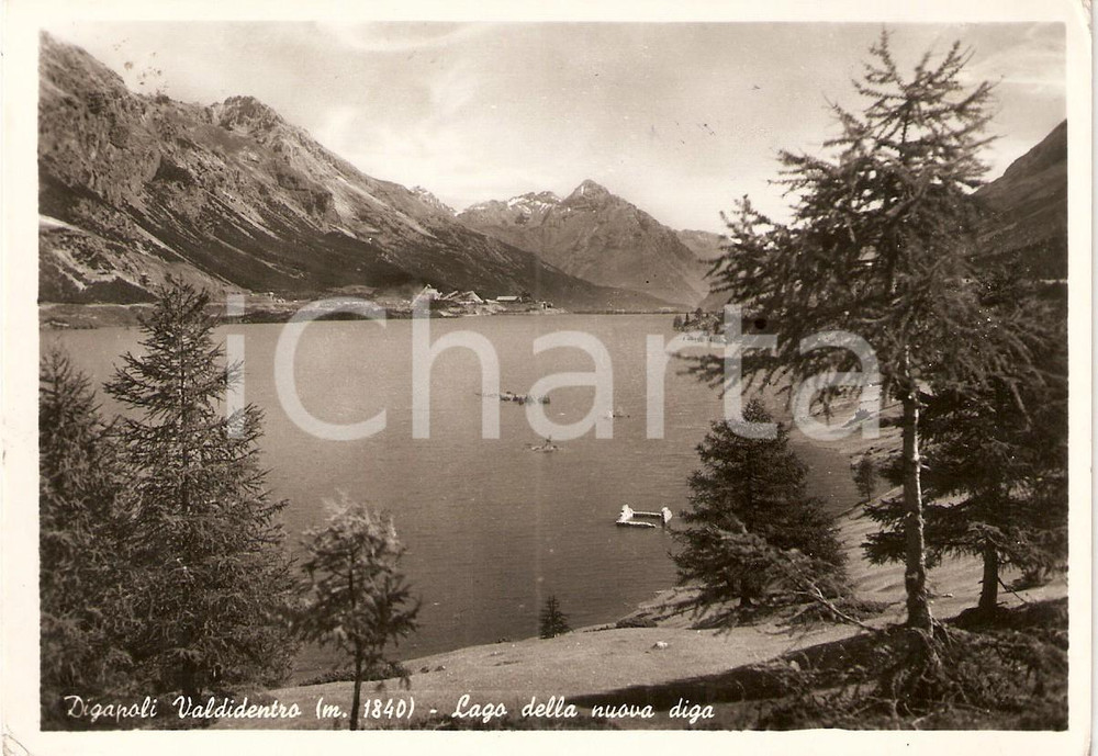Cartolina originale da collezione 1955 ca DIGAPOLI VALDIDENTRO SO Lago della nuova diga Cartolina FG VG 1