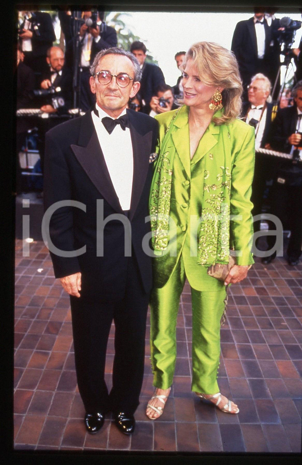 Fotografia d epoca originale 35mm vintage slide 1993 CANNES Louis MALLE Candice BERGEN  Photocall 4 1