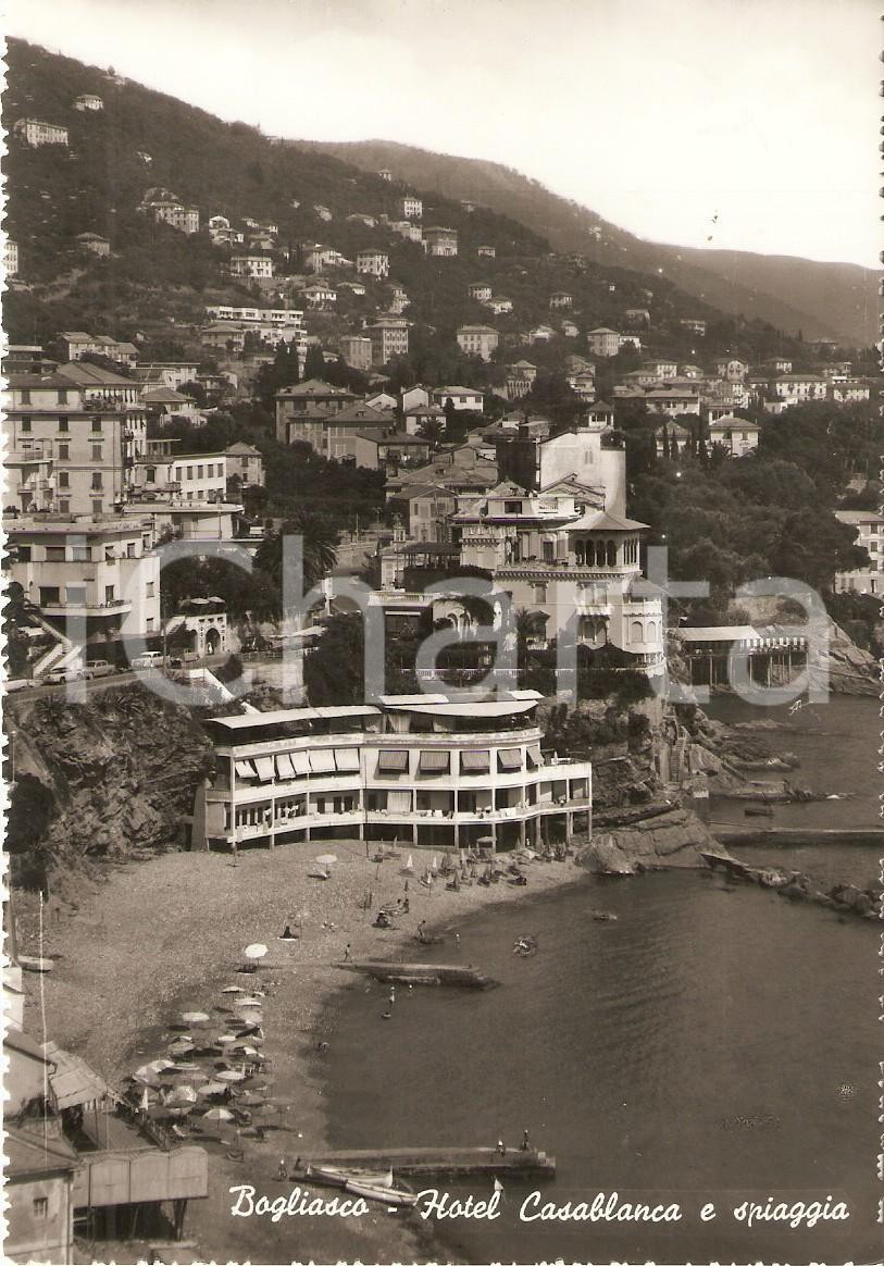 Cartolina originale da collezione 1961 BOGLIASCO GE Hotel CASABLANCA e spiaggia Cartolina FG VG 1
