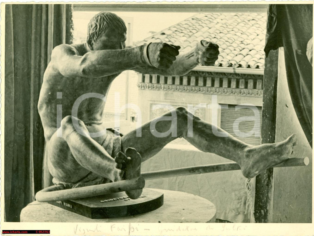 Fotografia d epoca originale 1936 BERLINO? Guidatore di sulky FARPI VIGNOLI 1