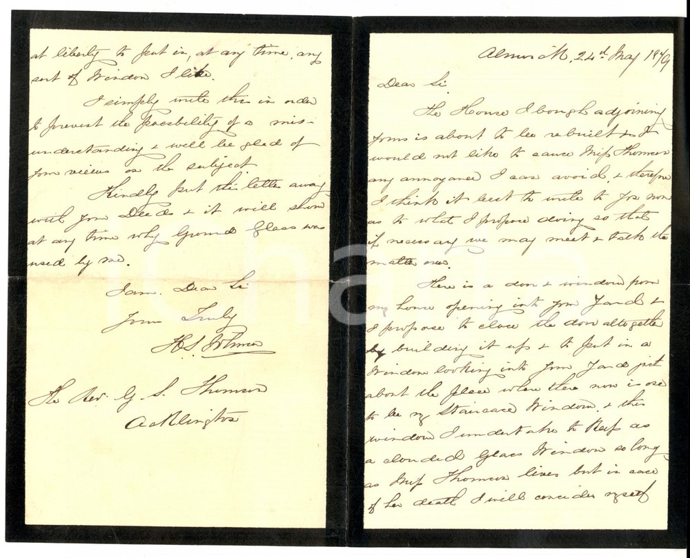 Documento originale, autentico 1879 ALNWICK UK Rev. George S. THOMAS su affitto proprietà  in BONDGATE STREET 1