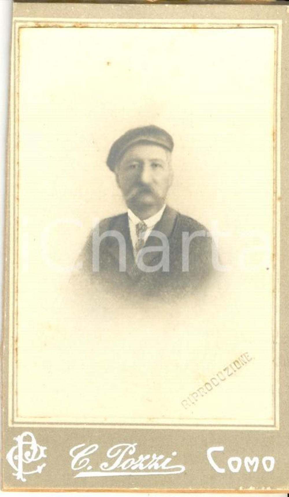 Fotografia d'epoca originale 1890 ca COMO Ritratto del signor Caramazza *Fotografia C. POZZI 1