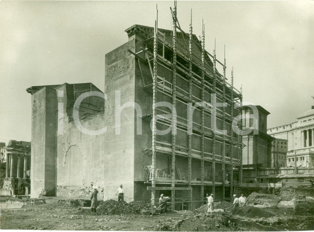 Fotografia d epoca originale 1937 ROMA Facciata CURIA IULIA dopo demolizione Chiesa SANT ADRIANO Fotografia 1