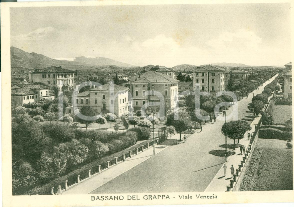 Cartolina originale da collezione 1951 BASSANO DEL GRAPPA VI Veduta di viale VENEZIA FG 1