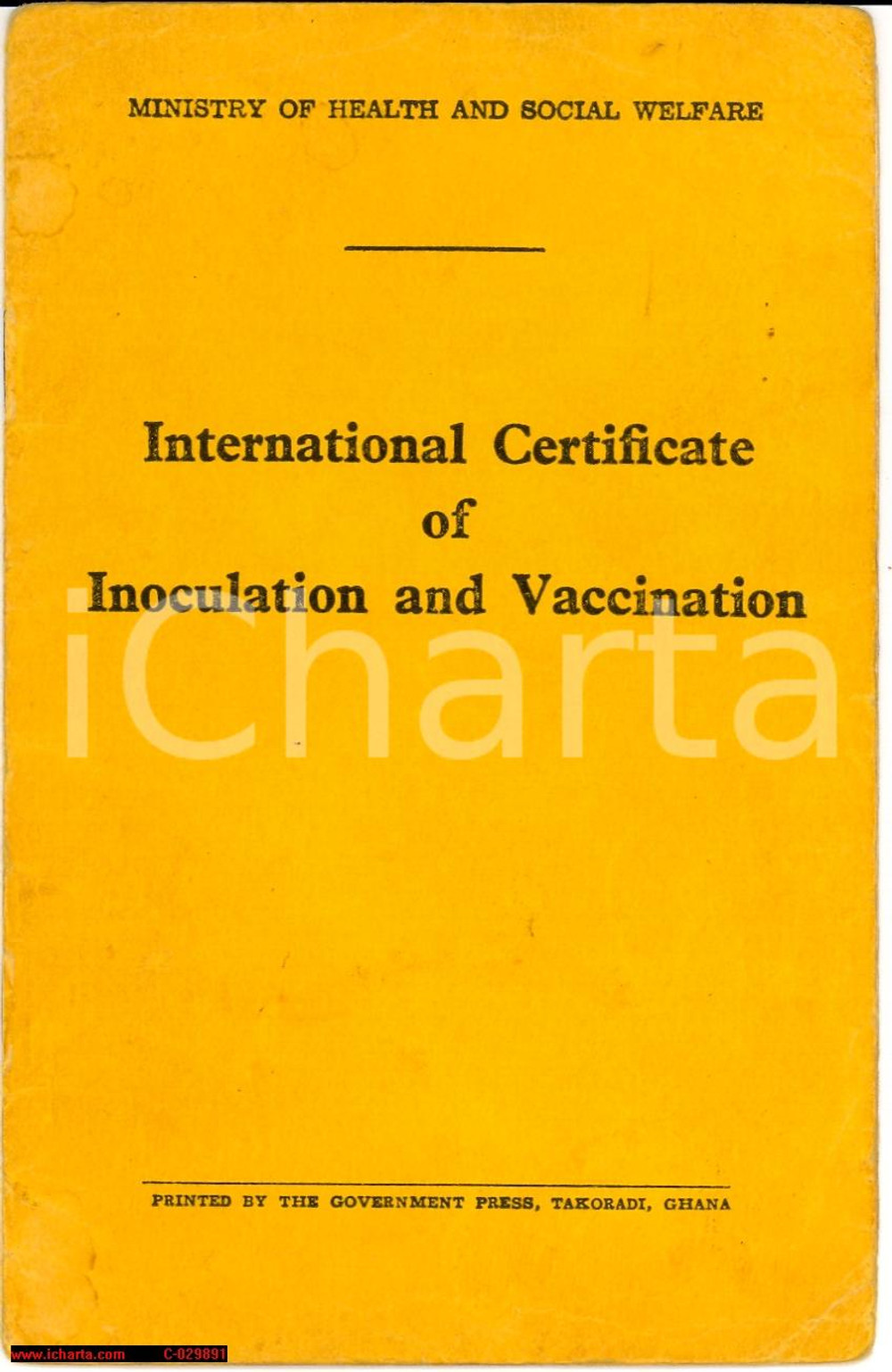 Oggetto da collezione cartaceo 1961 GHANA Libretto internazionale di vaccinazione 1