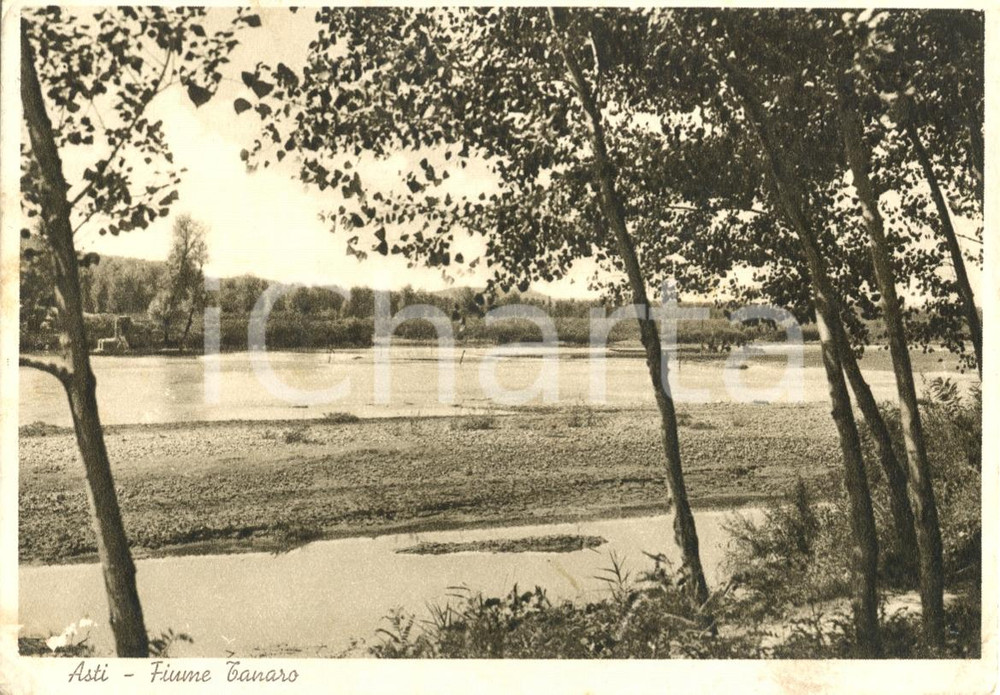 Cartolina originale da collezione 1943 ASTI Panorama generale e Fiume TANARO Cartolina postale FG VG 1