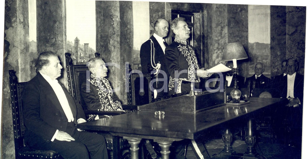 Fotografia d epoca originale 1935 ROMA Arturo FARINELLI commemora Vincenzo BELLINI con Pietro MASCAGNI 1