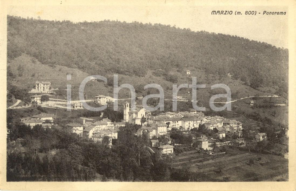 Cartolina originale da collezione 1940 MARZIO (VA) Veduta del paese e della vallata *Cartolina postale FP VG 1