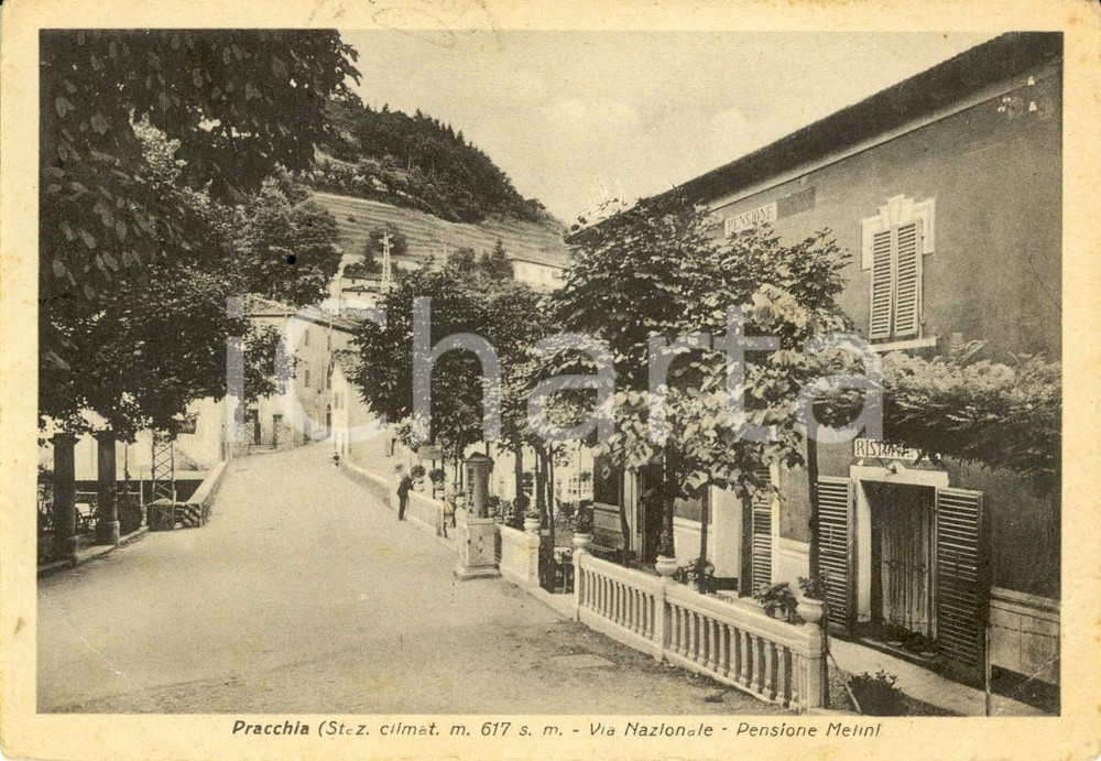 Cartolina originale da collezione 1948 PISTOIA PRACCHIA Pensione MELINI in Via NAZIONALE *Cartolina DANNEGGIATA 1