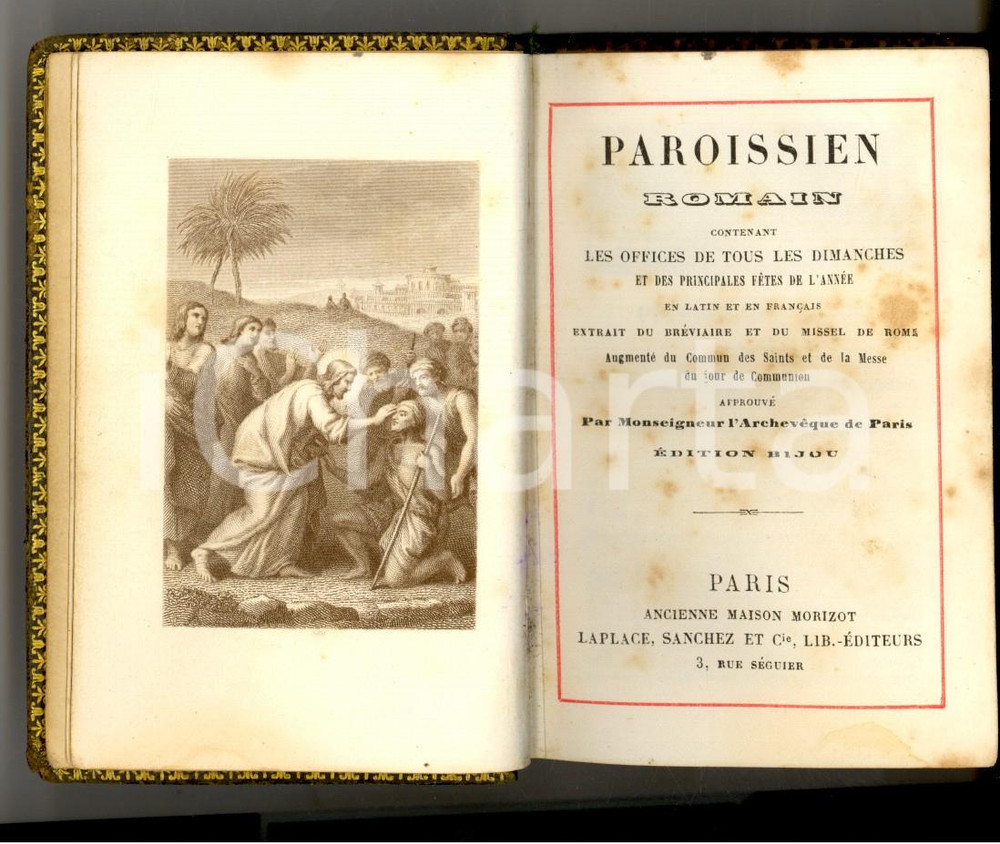 Libro, pubblicazione d epoca 1885 PAROISSIEN ROMAIN Office dimanches et fetes Edition bijou MORIZOT 1